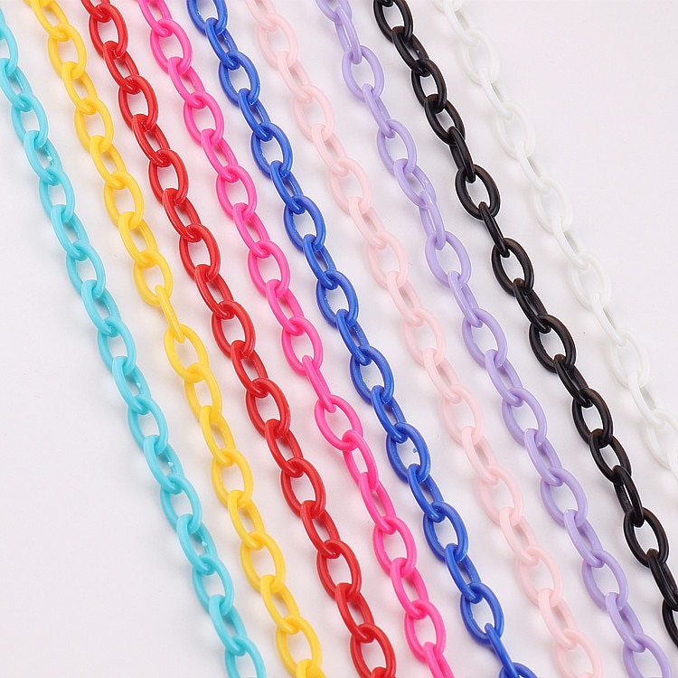 DIY chain for jewelry making accessories hand made necklace bracelet plastic chain isolated colors jewelry findings