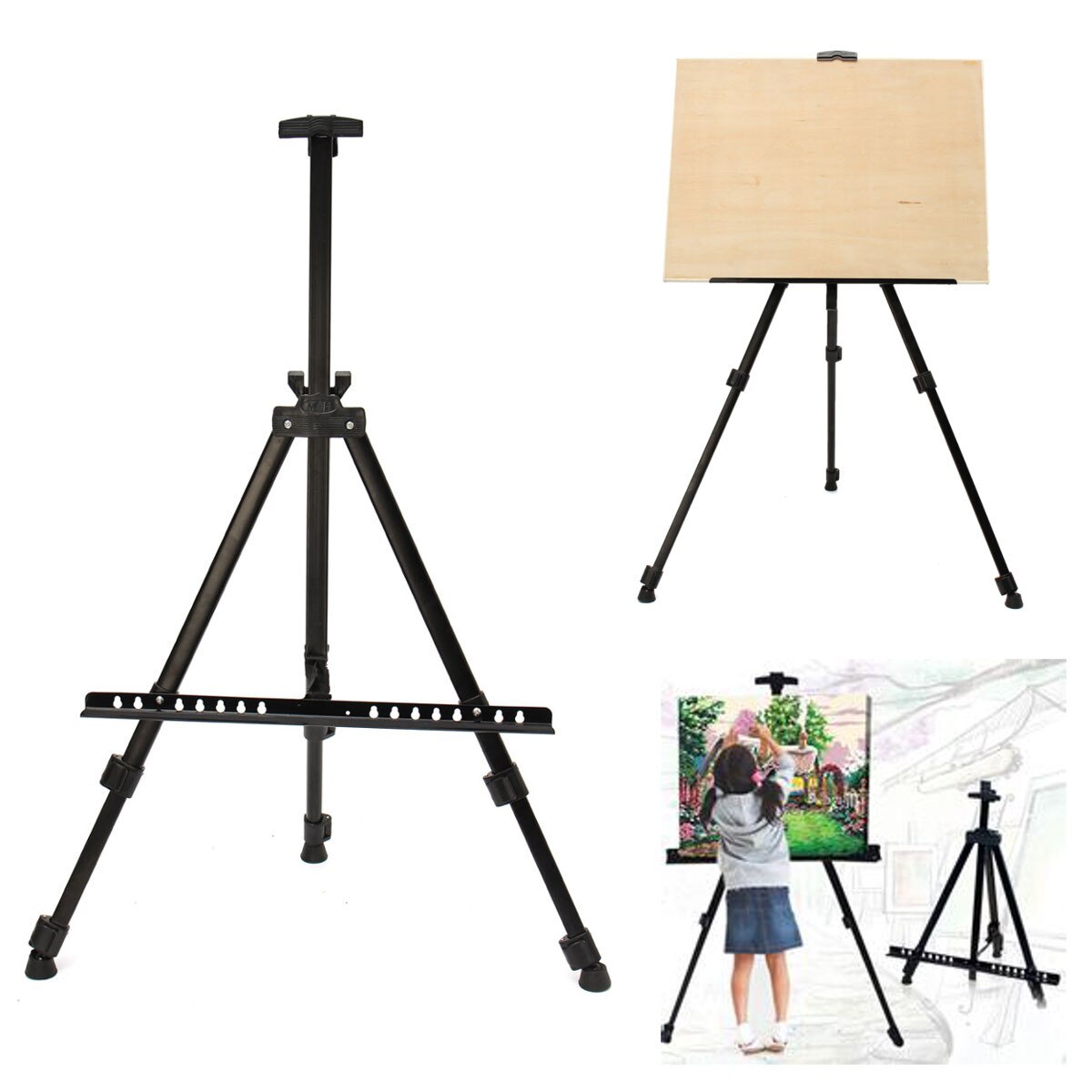 Adjustable Table Drawing Folding Easel Metal Tripod Display Sketch Easel for Painting Outdoor Sketchpad Stents Scaling