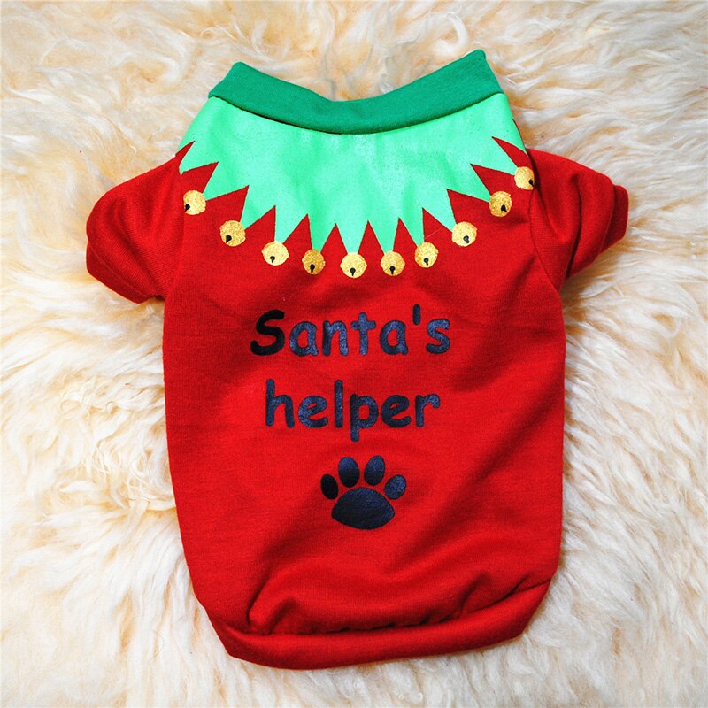 Ropa de Navidad para perros, ropa de algodón suave para mascotas, para perros pequeños, medianos, chaleco, camisa, disfraz para mascotas, ropa cálida para cachorros: Rojo / M