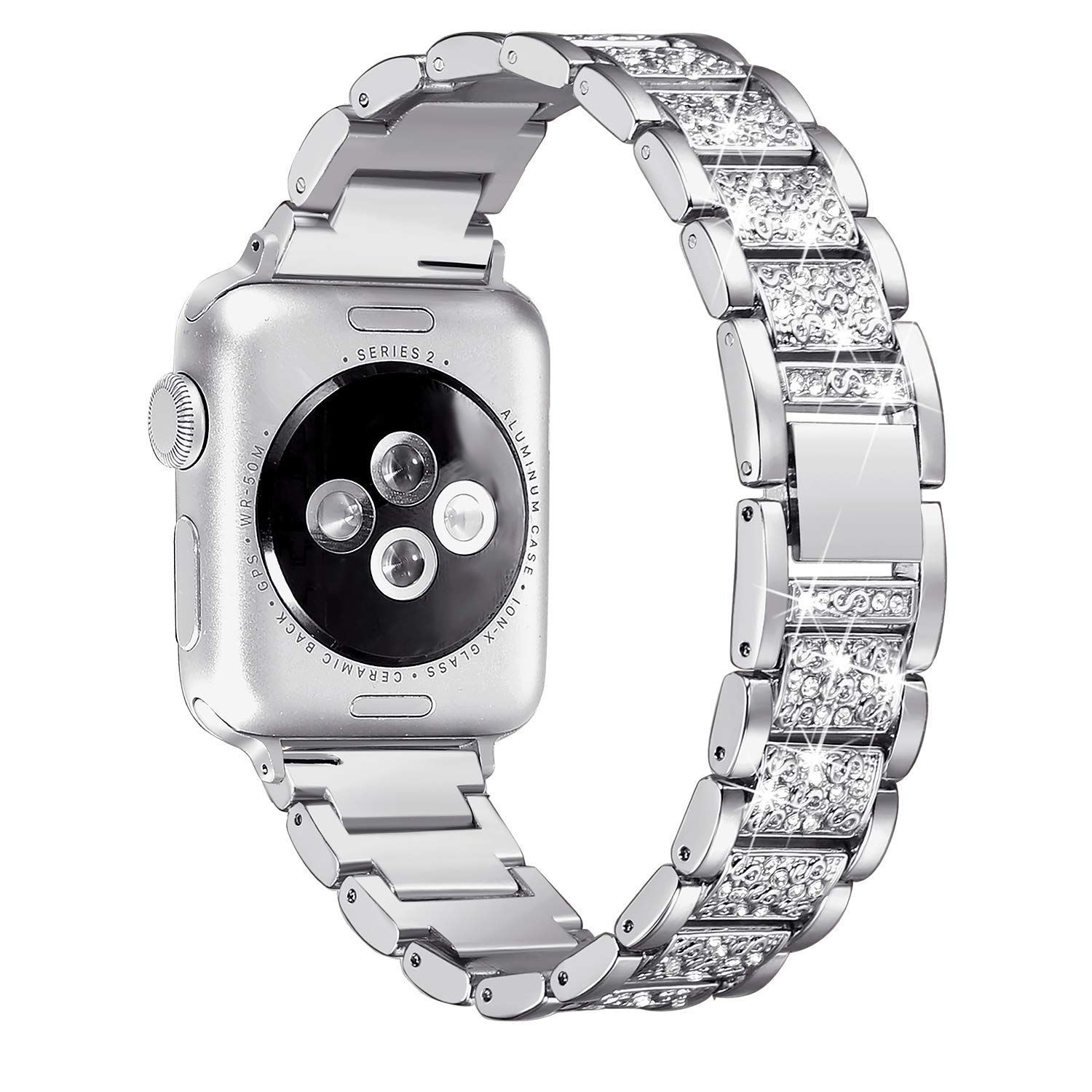 Bracelet en diamant scintillant pour Apple Watch Ultra 2 49mm, 46mm 40mm 45mm 44mm 41mm 42mm pour Iwatch série 10 9 8 7 6, Bracelet pour femmes: XL / Black Yellow