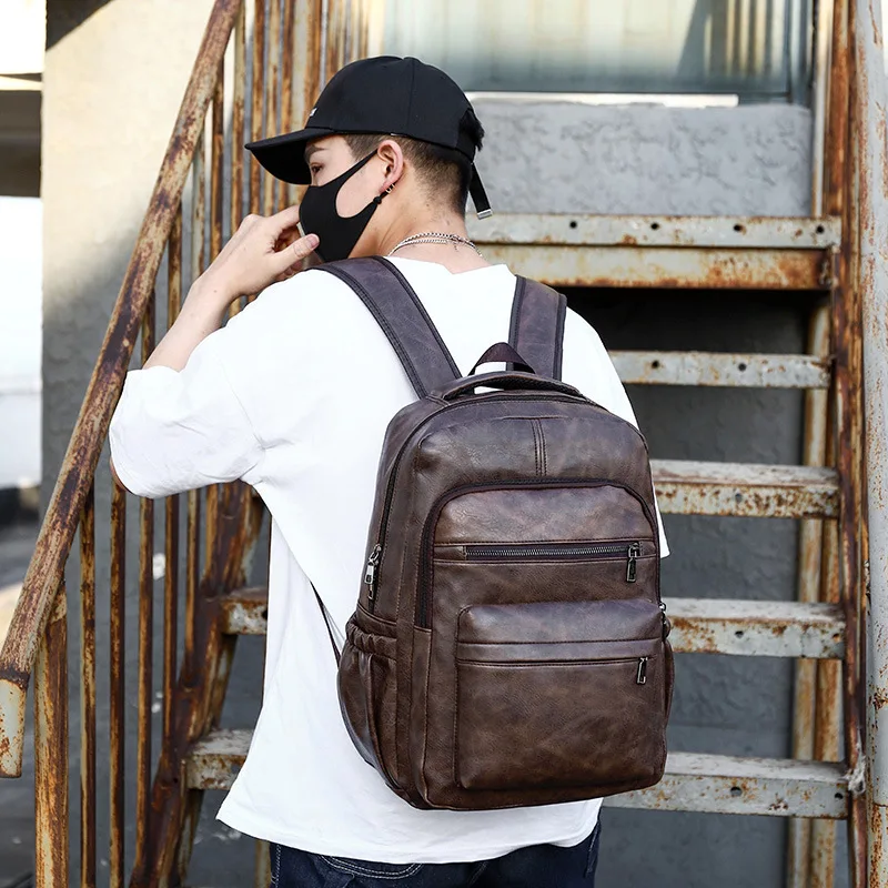 USB Charging Backpack Men PU Leather Bagpack Large Laptop Backpacks Male Mochilas Schoolbag For Teenagers Boys bags