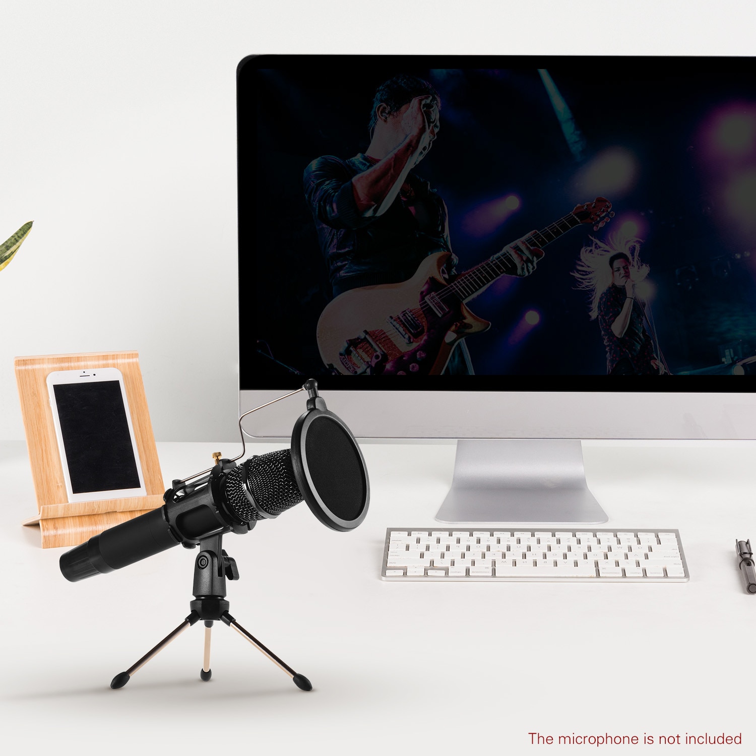 Mini Microphone De Bureau Support + Amortisseur Micro Support + Filtre anti-Pop Kit Pour L'enregistrement en Studio En Ligne Bavarder Chant Réunion