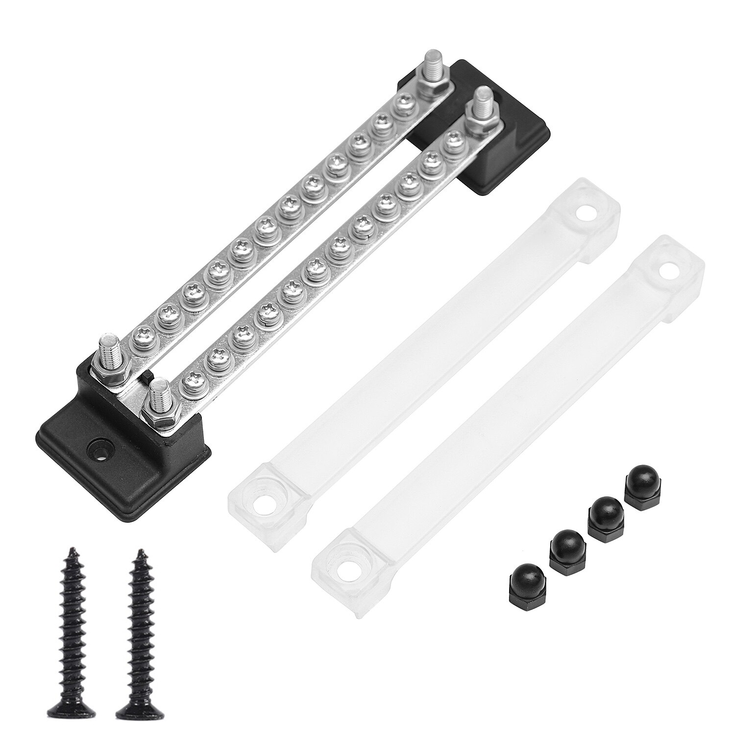 Dubbla rader 12 positioner plint 130a/150a samlingsskena block & kåpa för bilkraft distribution plint 24 skruvar  + 4 bultar