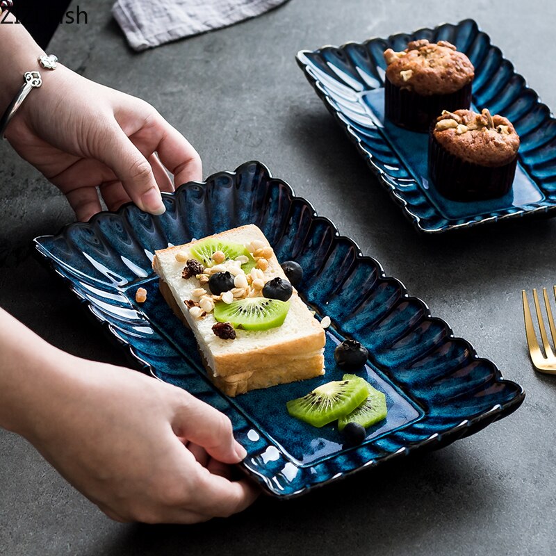 Japanese-style Rectangle Ceramic Dishes Plates Western Style Steak Plate Fruit Salad Dessert Plate Decorative Tableware