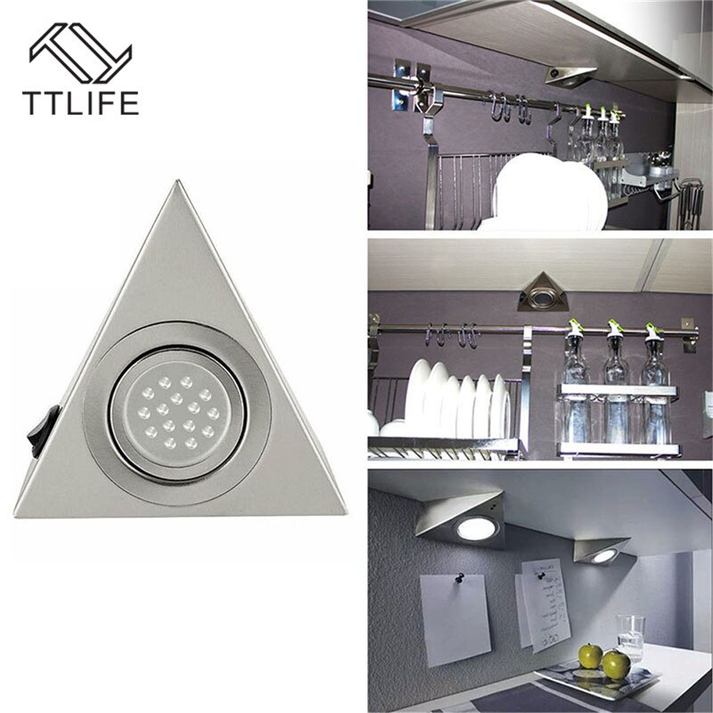 LED Closet Cabinet Lamp Kitchen Under Cabinet Lighting Triangle Led Light Stainless Steel Downlight for Wardrobe Cupboard