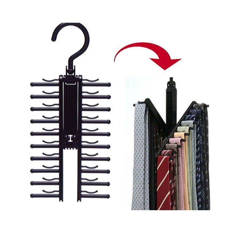 Rotating Tie Rack Adjustable 20 Rows Of Non-Slip Cross X Belt And Tie Rack Closet Organizer Rotating Tie Hanger: Default Title