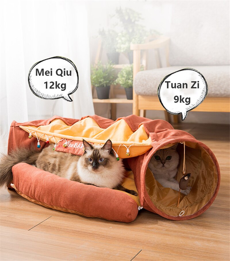 Tente pour animal de compagnie | Drôle lit Tunnel pour chat, pliable, tente chaton, chiot, furets lapin, jouets interactifs, nid de chat pour animal en 2 trous