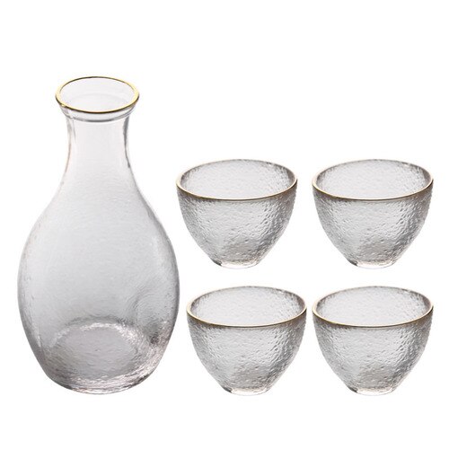 Japanese Sake Bottle Set Transparent Glass Sake Bottle Small Cup Sake Fruit Wine Plum Small Sake Cup Frosted Cup: B