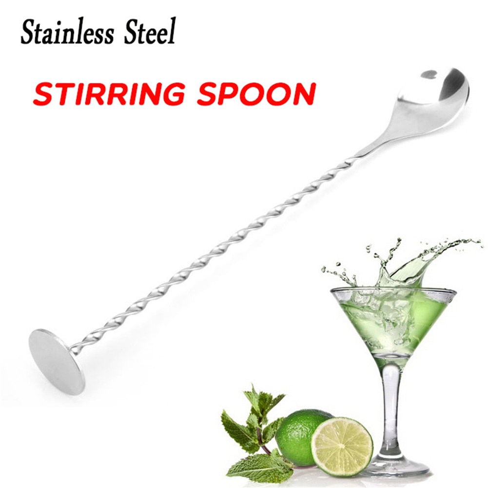 # 11 Inch Stainless Steel Mixing Spoon Spiral Pattern Bar Cocktail Drink Shaker Sticks Bar Accessories Home Bars Bartender Tool