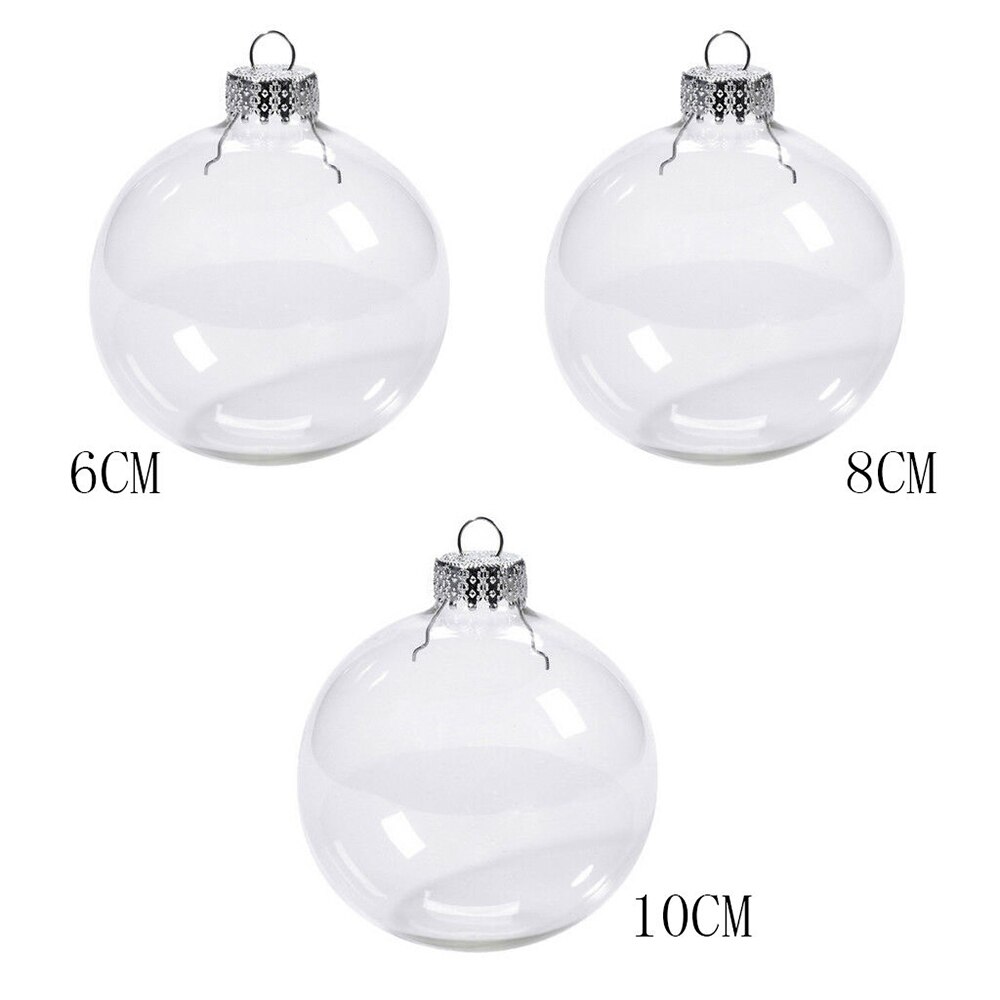 12 st plast klar transparent boll 6/8/10cm öppna småsak julgransdekorationer hängande diy dekoration bollar