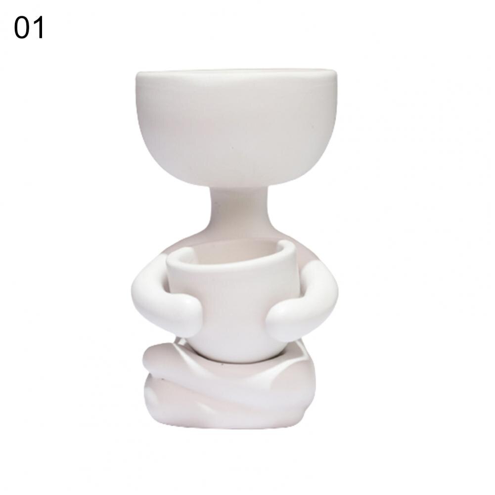 Mini vaso de cerâmica humanóide, vaso de plantas fofo criativo para plantas diy vaso de flores decoração para casa escritório: 01