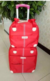 Vrouwen reizen trolley tassen wielen koffer voor bagage tassen reistas wielen koffer Rollende reistas op wielen met handtas: Red