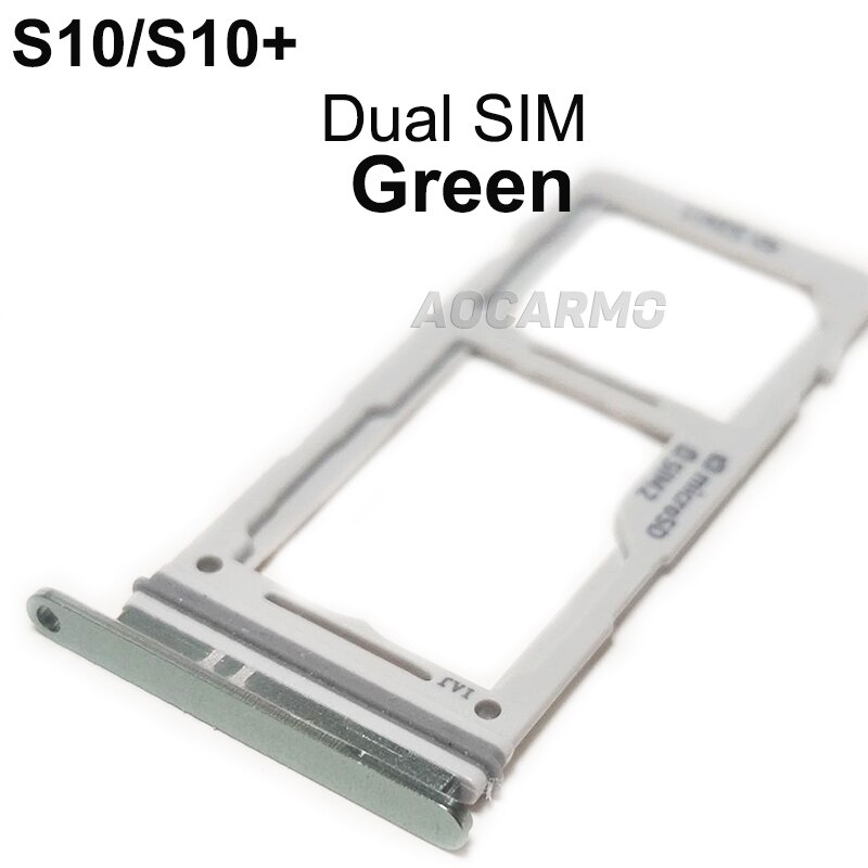 Aocarmo para Samsung Galaxy S10/+ S10plus S10, bandeja de plástico Nano Sim de Metal simple/doble, ranura para MicroSD, SM-G9730 G9750