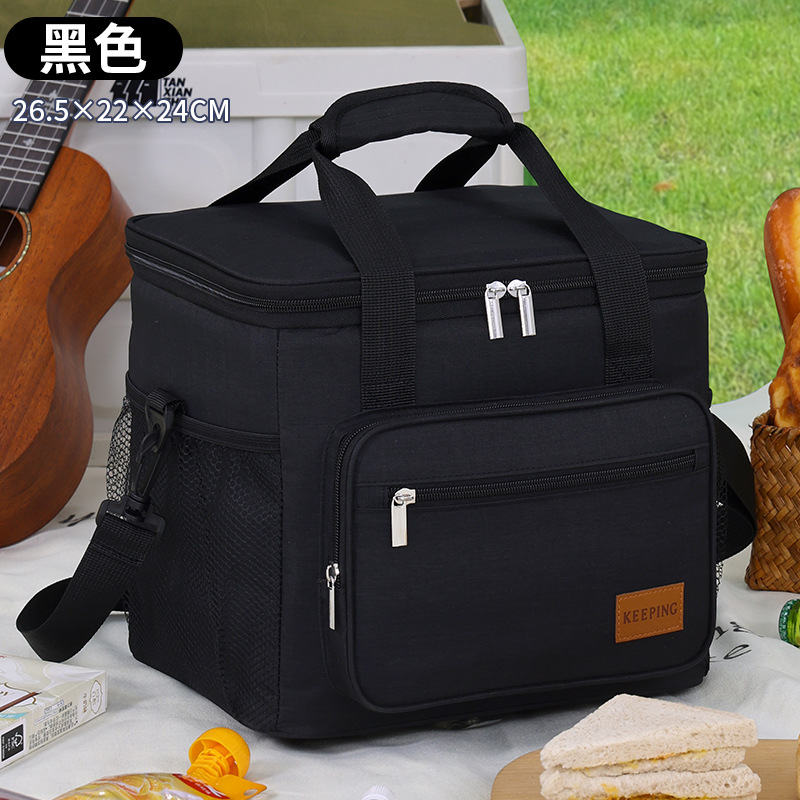 Portable Car Cooler Bag Large Insulated Food Container for Outdoor, Picnic & , Leakproof Thermal Lunch Box with Handles: black