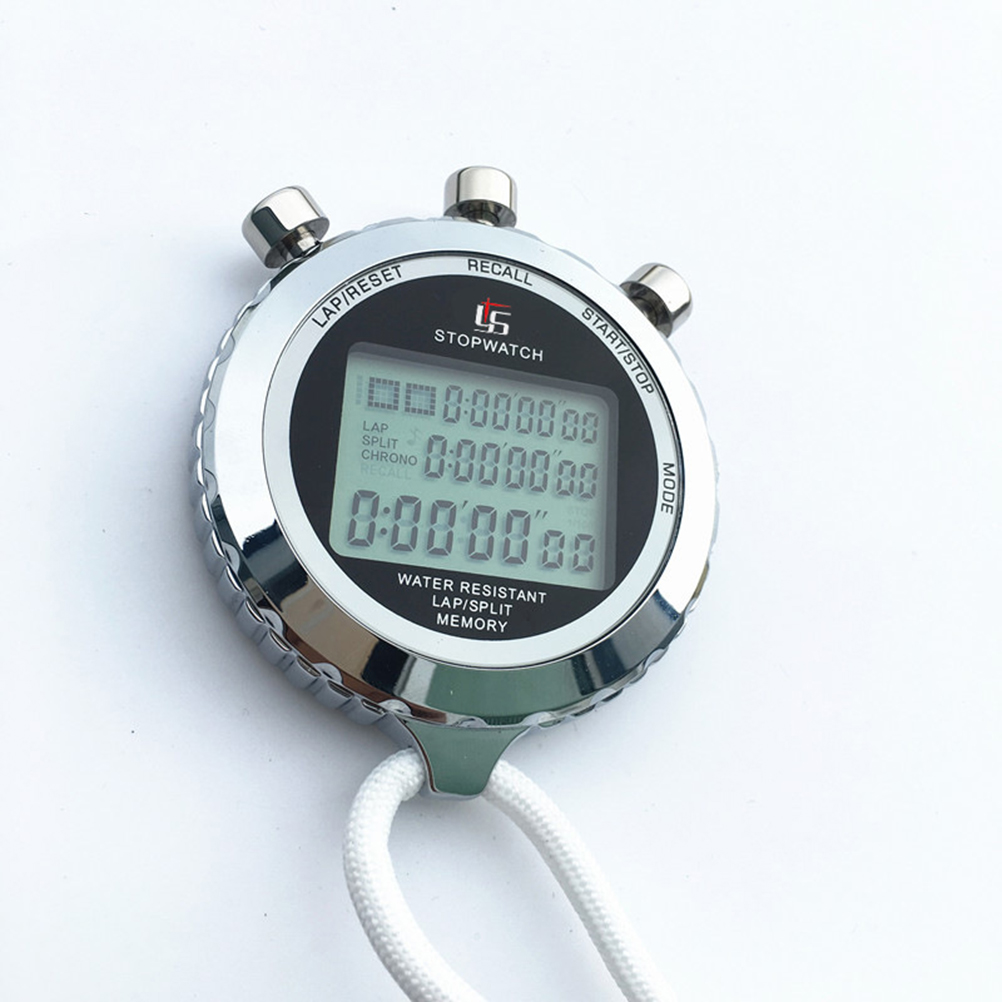 1PC Handheld Electronic Stainless Steel Digital Timer Stopwatch for Athletes