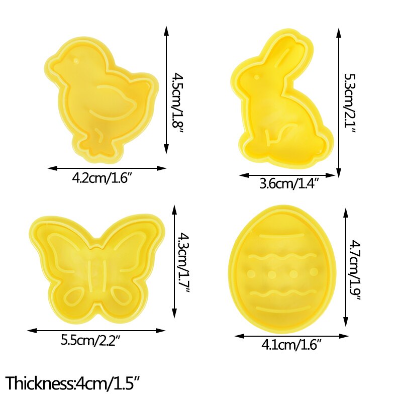 Happy Easter Bunny Egg Plastic Baking Mold Kitchen Biscuit Cookie Cutter Pastry Plunger 3D Fondant DIY Cake Decorating Tool: yz991