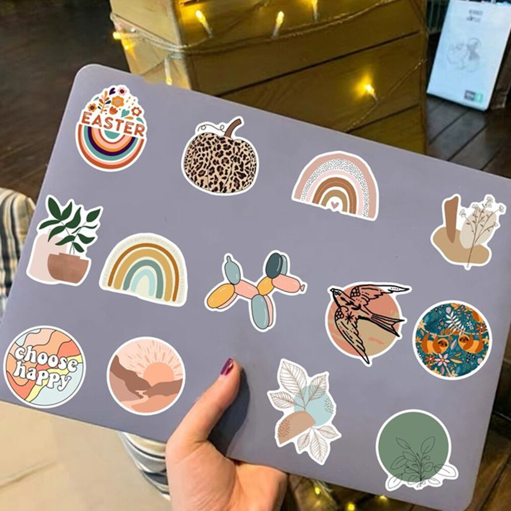 10/30/50/100 stück cartoon-retro-kunst-boho-aufkleber, ästhetische vintage-niedliche aufkleber, dekoration für laptop, handy, koffer, scrapbook