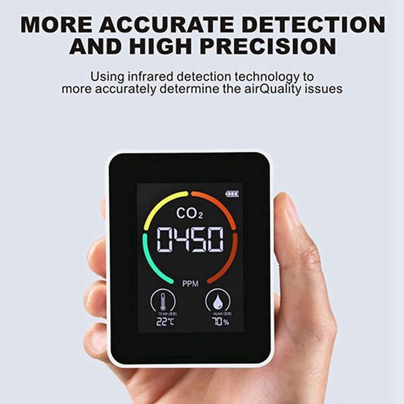 Air Monitor CO2 Carbon Dioxide Detector Air Temperature Humidity Monitor Quick Measuring Meter for CO2
