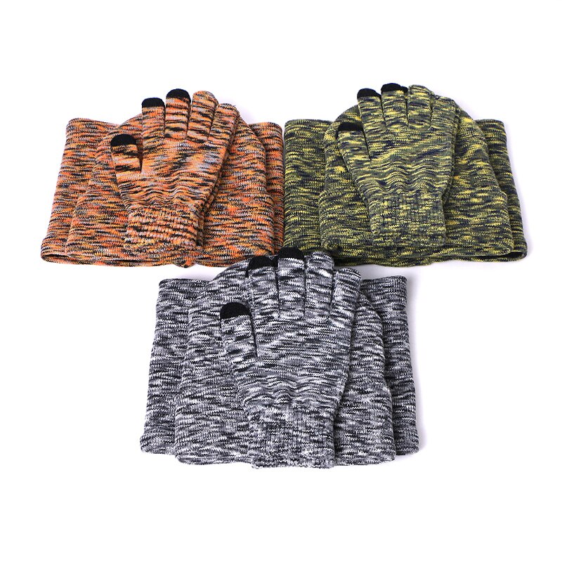 Unisex beanies hat ring tørklæde handsker sæt vinter strikket tyk varm hue kvinder mænd solid retro beanie hat blød touch screen handsker