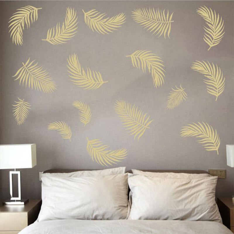 DIY Gold Palm Leaf Tropical Wall Decals Living Room Home Decor Vinyl Wall Stickers Decoration Removable Mural Art Posters