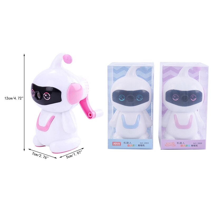 1pc Cute Cartoon Hand-cranked pencil sharpener Chic Student Stationery Robot Style Pencil Sharpener