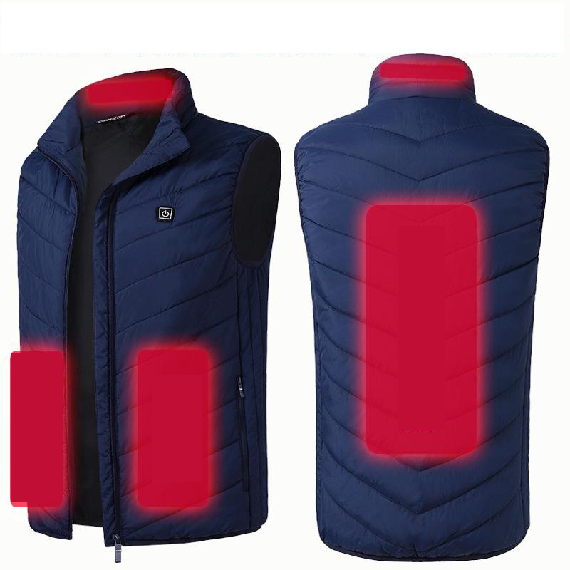 Casacos de aquecimento para homens mulheres inverno ao ar livre aquecido jaqueta usb casaco aquecido jaqueta térmica elétrica lavável roupas aquecidas 2020: Azul / M