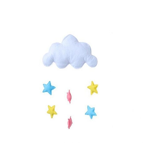 1Pc Wolken Wind Chime Baby Bed Bel Kinderkamer Decoratie Fotografie Props Zachte Rammelaars Mobiele Wandelwagen Opknoping Baby speelgoed: White cloud star