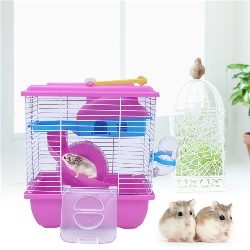 Dobbelt lag hamster bur akryl hamster bur med gjennomsiktig takvindu små kjæledyr hus for chinchilla hamster tilbehør