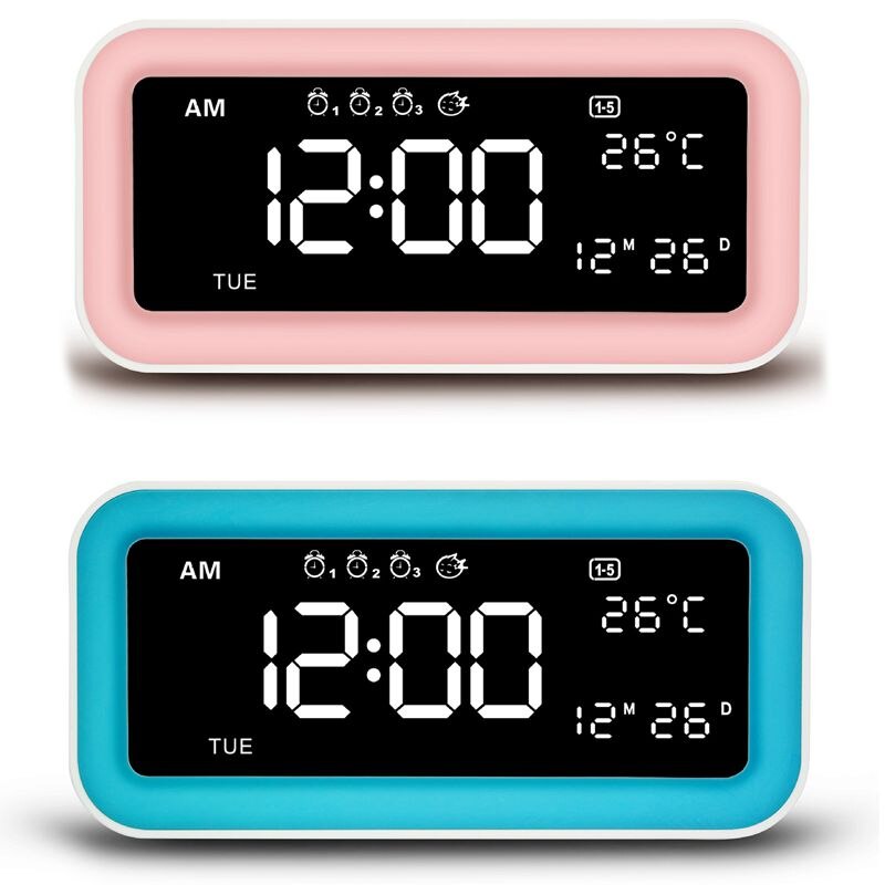 Dual USB Charging Smart Digital Alarm Clock With Dimmable Led Light Music Snooze Function Radio Alarm Clock