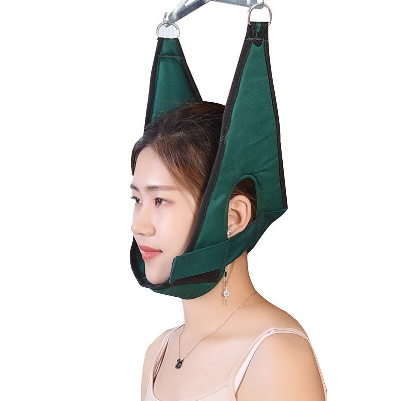 1Pcs Opknoping Cervicale Tractie Apparaat Zachte Hals Stretching Riem Pijnbestrijding Metalen Beugel Chiropractie Nek Tractie Kussen: Green
