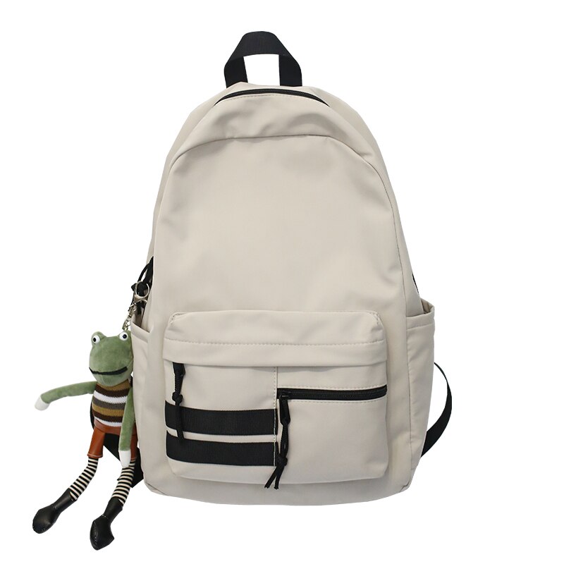 Hocodo Mode Mannen Rugzak Unisex Laptop Schooltas Waterdichte Nylon Toevallige Rugzak Effen Kleur Student Zak: White