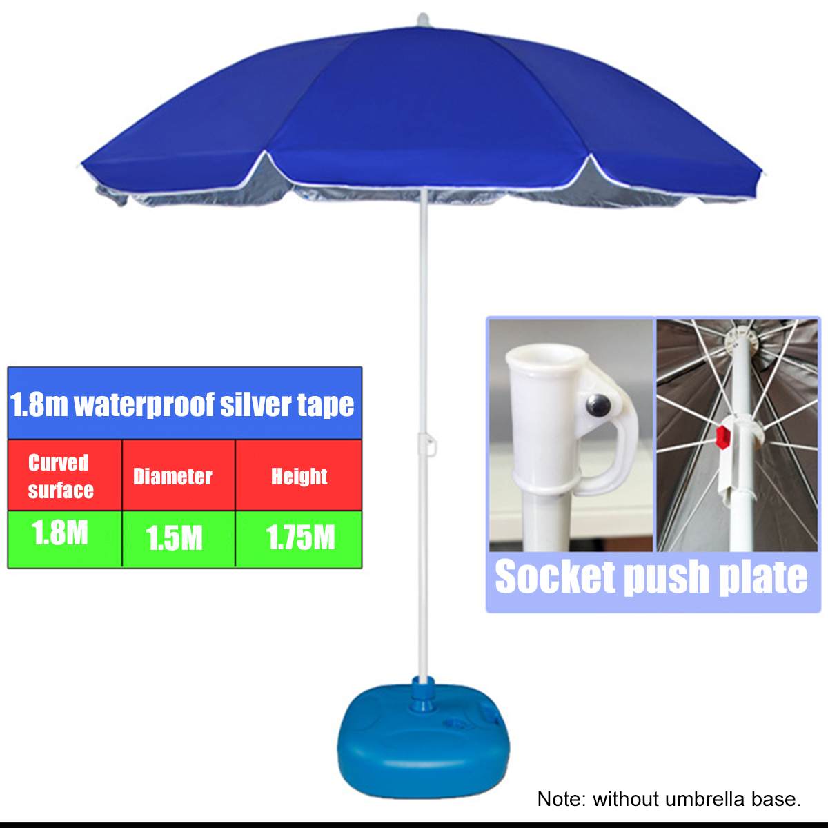 1.8m 2 Layer Shelf Adjustable Portable Outdoor Parasol Garden Umbrella Base Sunshade Patio Umbrella Stand Sun Shelter Accessory