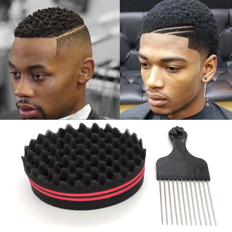 Cepillo de pelo ovalado de doble cara, cepillo de esponja mágico para bobina Afro Natural, cepillos de esponja para rastas, trenzas de cabello trenzado