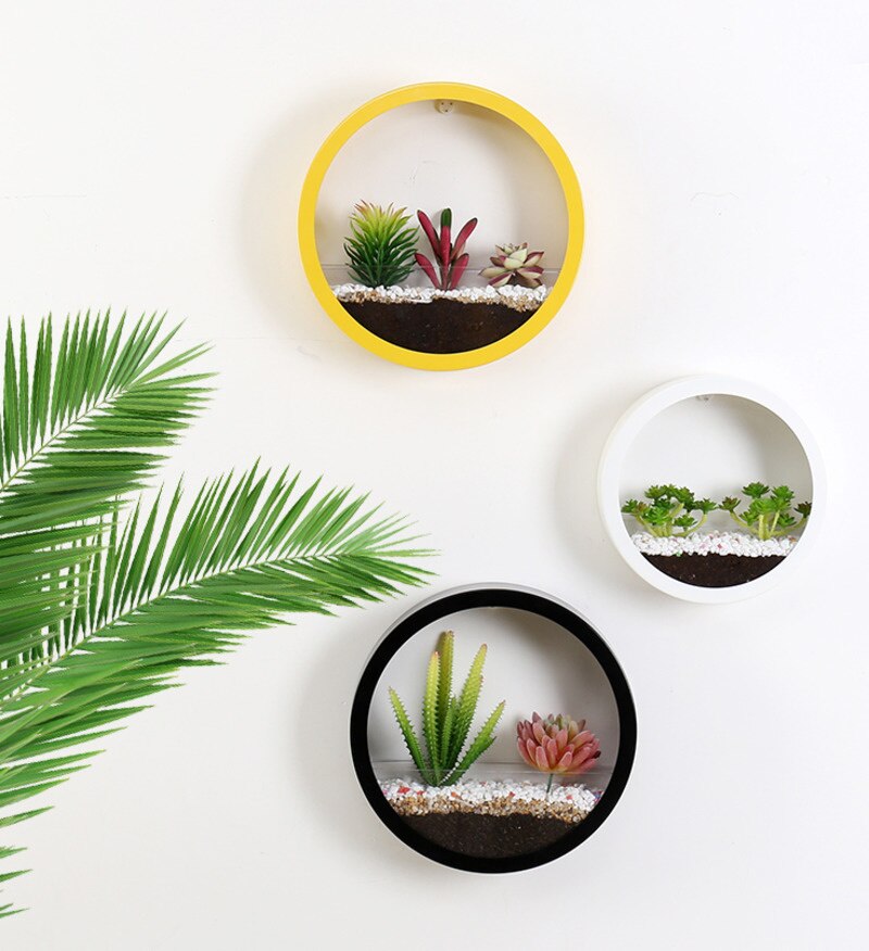 Moderne Ronde Ijzeren Muur Vaas Container Thuis Kamer Opknoping Mand Bloempot Muur Decor Vetplant Planter Tuin Vaas
