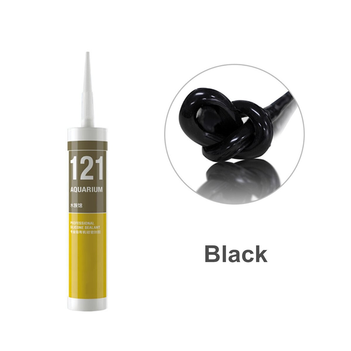 Mastic Silicone Semi-solide mastic Silicone Aquarium acide réservoir de poisson 121 verre adhésif Silicone mastic 300 ML: Black