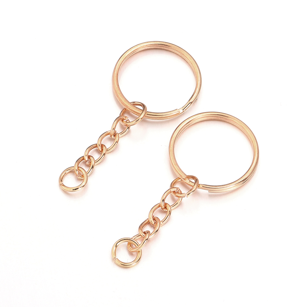 10 unids/lote llaveros de hierro llavero en blanco llavero con anilla dividida llavero anillos DIY hallazgos hacer accesorios de llavero: Negro