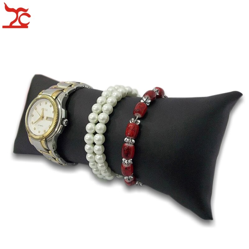 PU Leder Schmuck Armband Armreif Display Kissen Halter Uhr Veranstalter Kissen Armband Halskette Kissen Kissen Box: Black Leather