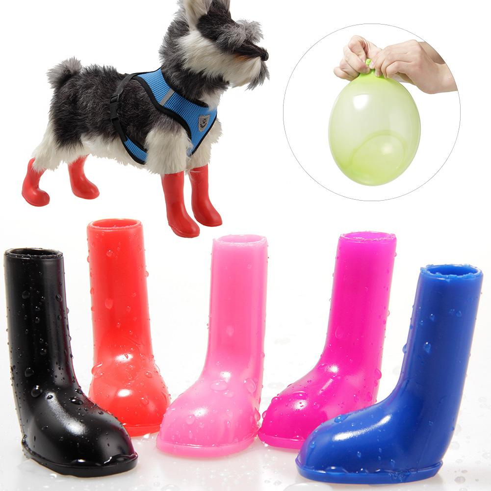 4 pièces chaussures pour chien de compagnie S/M/L imperméable chien bottes chien chiot chaussures antidérapant extensible pour animaux de compagnie bottes de pluie chien de compagnie chaussures de pluie