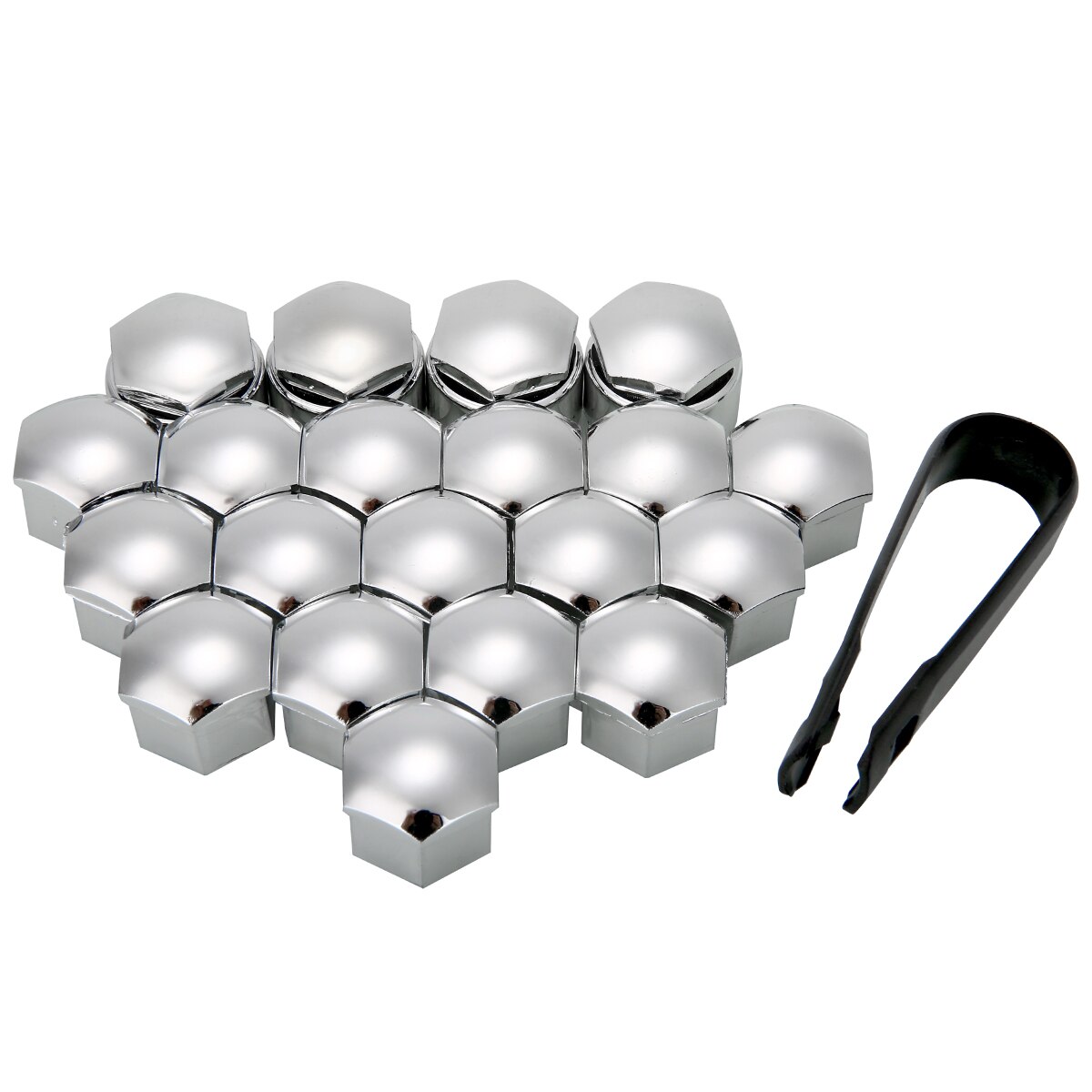 20pcs Silver 17mm Auto Protecting Bolt Set Wheel Nut Bolt Cover Cap+Removal Tool Hexagon Style For Car Wheel Parts