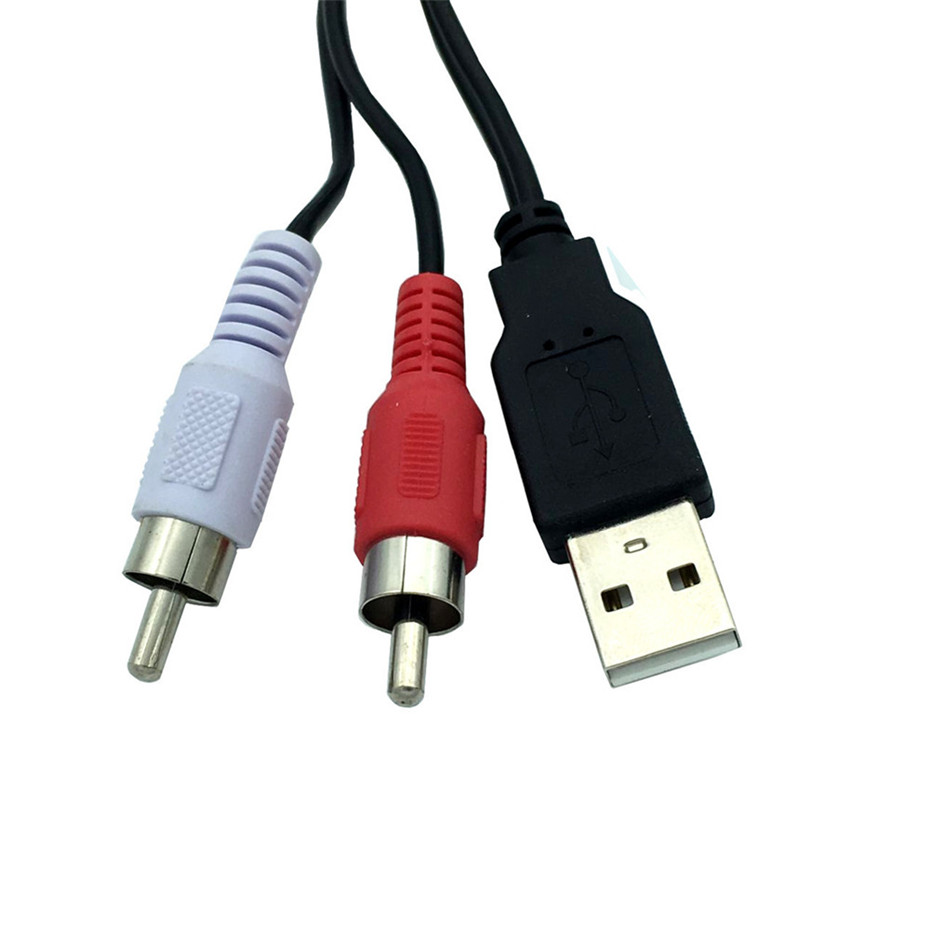 1.5M Usb A Male To 2X Rca Phono Male Av Cable Lead Pc Tv Aux Audio Video Adapter