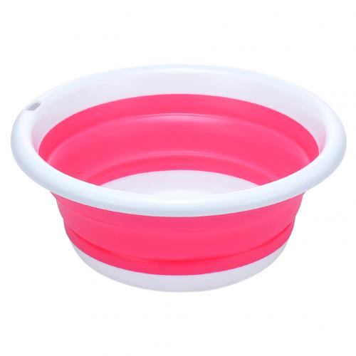 Mini Folding Water Container Bucket Sink Wash Basin Tourism Outdoor Folding Bucket Outdoor Camping Hiking Tools: Rose Red