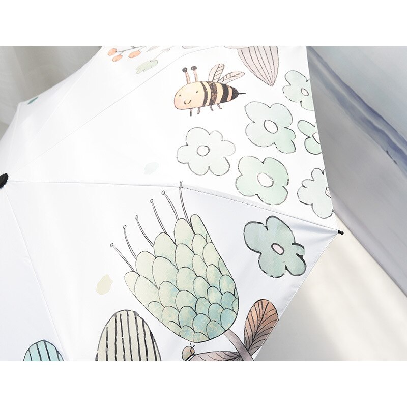 Sombrilla plegable de diosa fresca coreana para mujer, paraguas anti-UV de doble uso para lluvia y sol