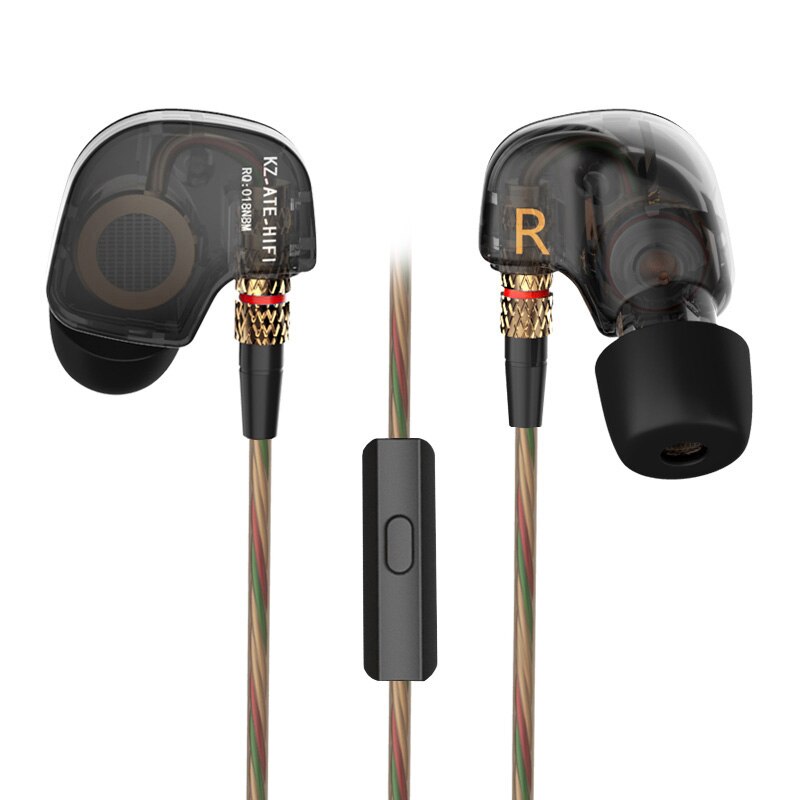 Kz Aten 1DD Dynamische Driver Hifi Sport Hoofdtelefoon Noise Cancelling In Ear Monitor Oortelefoon Voor Gaming Met Microfoon Transparant