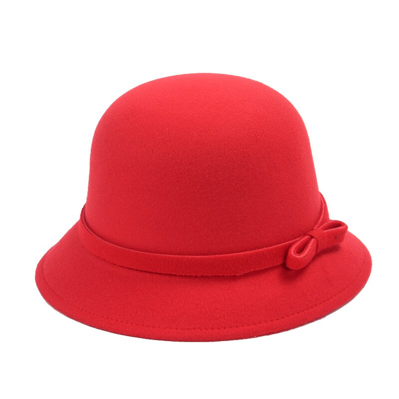 Sombrero de lana de fieltro plegable con ala para mujer, sombreros flexibles de pesca con lazo femenino, protección solar,: Red
