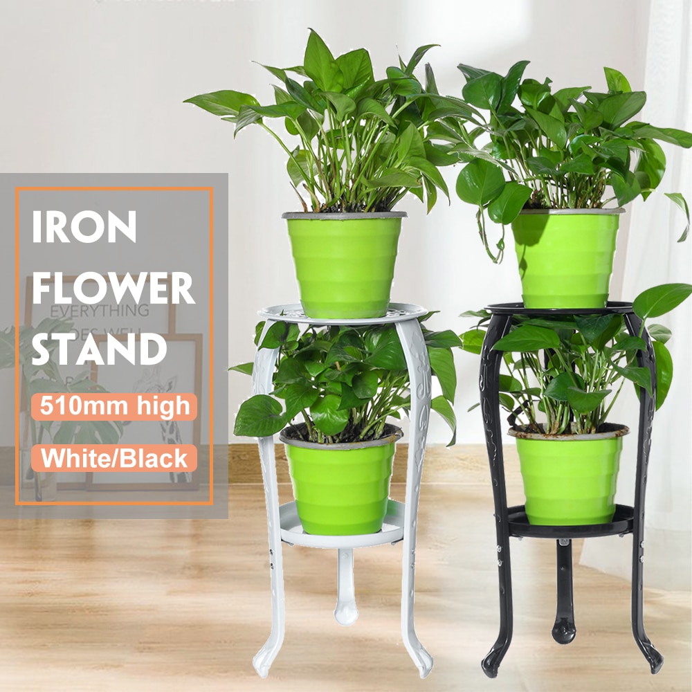Black Metal Iron Flower Stand Tray Indoor 2-layer ... – Vicedeal