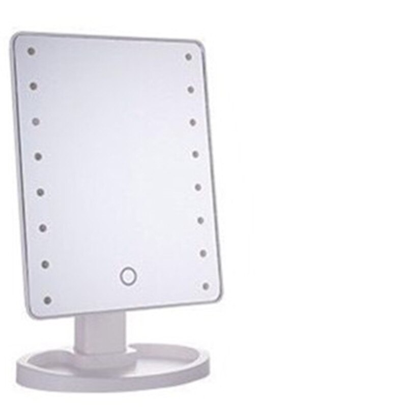 Espejos de maquillaje profesionales con luz LED rosa, luz LED ajustable, espejos de pantalla táctil 16/22, belleza, espejos, cepillo de pestañas: 16LED white