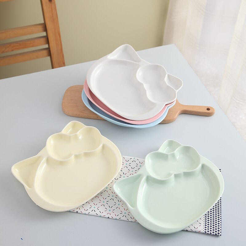 10 Inch Bone China Plate Simple Porcelain Plate Three Compartments Breakfast Steak Round Ceramic Tableware Home Decor MJ81102