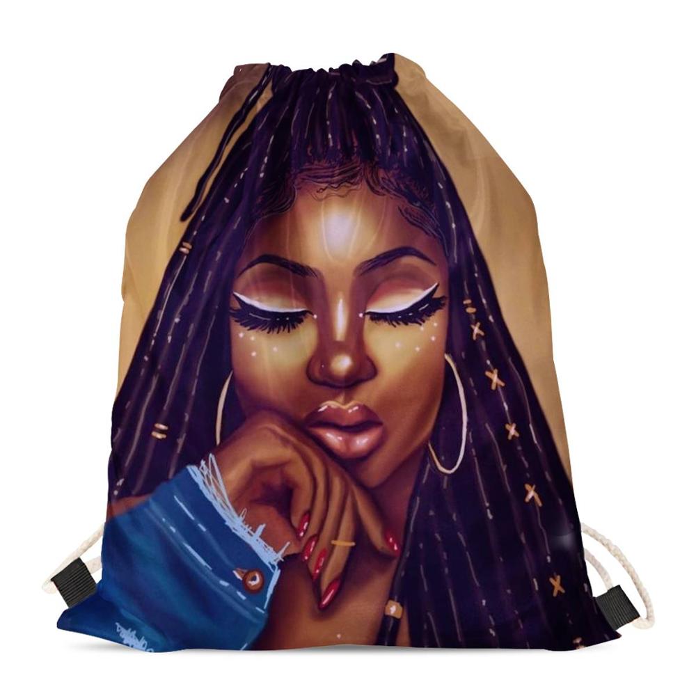 Hycool sporttas voor meisjes ananas afrikaans zwart meisjespatroon dames trekkoordtassen kinderen mini rugzak strand koordtasje: Hbc 191199 z 3