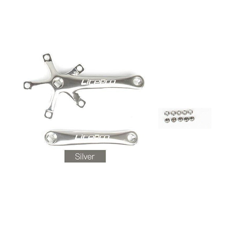 Litepro bike 130 bcd opvouwbare racefiets crankstel 170mm crankstel kettingblad 45-58t met kettingbouten voor single speed 6.5mm: Sliver-crank