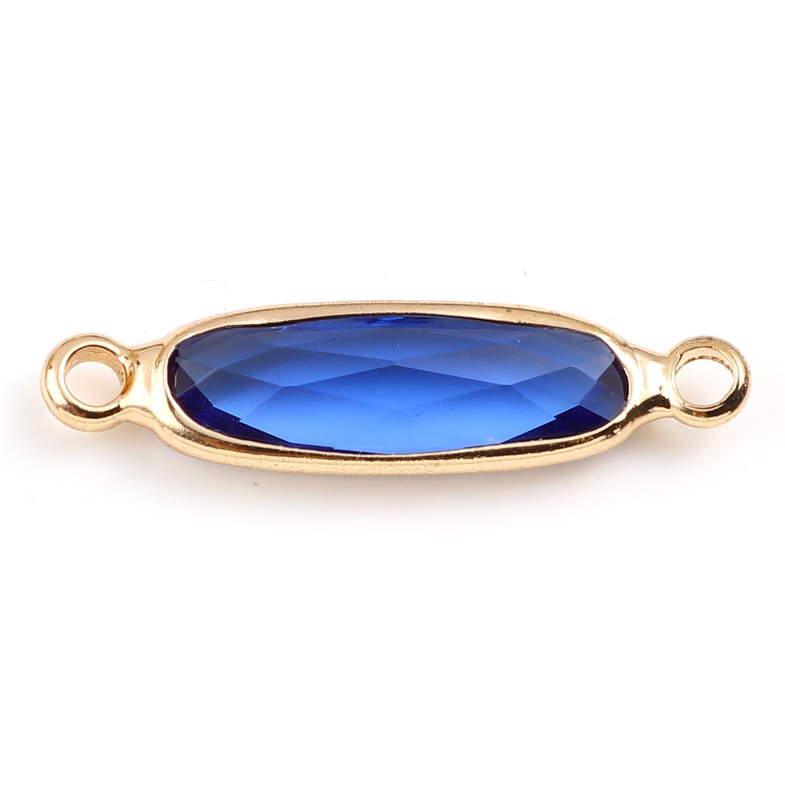 Szkło wielokolorowe złącza owalne złoty kolor miedzi Charms DIY dokonywanie naszyjnik bransoletki kobiety ocena biżuteria, 22mm x 6mm,5 sztuk: Royal Blue